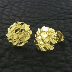 Yellow Gold Nugget Stud Earrings, Nugget Earrings, 10k Gold Nugget  Earrings, Gold Nugget Stud Earri Gold Nugget Earrings As Gift, Gold Cluster Earrings With Diamond Cut In 14k Gold, Gold Hallmarked Cluster Drop Earrings, Gold Hallmarked Round Cluster Earrings, Gold Diamond Cut Cluster Earrings In 14k Gold, Gold Cluster Earrings For Anniversary, Gold Cluster Earrings In 14k, Cluster Yellow Gold Earrings For Gifts, Gold Round Cluster Earrings For Pierced Ears