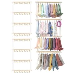 an over the door rack with ties and scarves hanging from it's sides