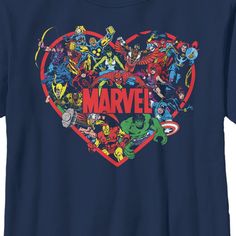 a t - shirt with an image of various cartoon characters in the shape of a heart