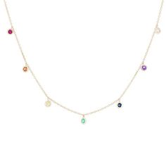 A delicate look perfect for layering, this station necklace features multi-colored sapphires totaling 0.28 carats. Diamonds Direct, Rainbow Sapphires, Station Necklace, Fine Jewelry Designers, Mens Jewelry Bracelet, Diamond Pendant Necklace, Engagement Ring Wedding Band, Diamond Bracelets, Pendant Bracelet