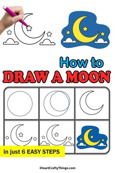 how to draw a moon in just 6 easy steps with pictures and instructions for kids