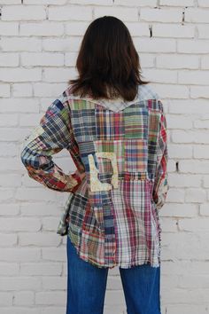 Magnolia Pearl Patchwork Kelly Western Shirt in Madras Rainbow ♡ Product Highlights ♡ Our Magnolia Pearl Patchwork Kelly Western Shirt in Madras Rainbow blends the influences of the far-flung, woven together in a supple and stable homage to the homespun. Skate the plain in this Kelly Western - a shirt that skirts boundaries and belongs everywhere. A piece to live into and love your way. For the urban mystic, the jaunty jester momma, and the artist in us all. As a perfect statement layering piece Plaid Patchwork Long Sleeve Blouse, Long Sleeve Plaid Patchwork Blouse, Multicolor Patchwork Shirt For Fall, Cotton Patchwork Button-up Tops, Long Sleeve Yarn-dyed Cotton Tops, Yarn-dyed Long Sleeve Cotton Tops, Plaid Yarn-dyed Cotton Tops, Multicolor Cotton Patchwork Shirt, Plaid Patchwork Button-up Tops