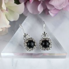 925 Sterling Silver Handcrafted Filigree Art Flower Figured Drop Earrings with Genuine Black Onyx Gemstone Filigree Jewelry, Onyx Gemstone, Sterling Silver Filigree, Lemon Quartz, Silver Drop Earrings, Silver Filigree, Topaz Gemstone, Amethyst Gemstone, Art Black