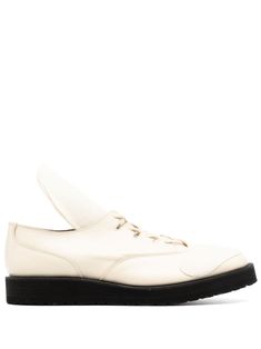 cream white calf leather front lace-up fastening panelled design round toe Vibram® sole ridged rubber sole branded leather insole Aviator Watch, Balenciaga Track, Balenciaga Triple S, Fine Watches, Derby Shoes, Yohji Yamamoto, Athletic Sneakers, Espadrille Shoes, Party Shoes