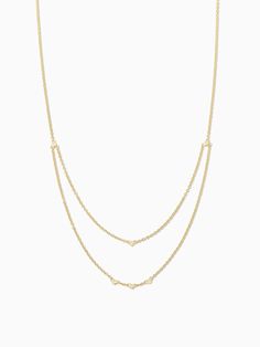 Add some gold layers to your look with our Layered Chain Vermeil Necklace. Crafted from 18k gold over sterling silver, this pre-layered necklace is an effortless, yet still elevated piece every jewelry collection needs. Did we mention it also has real, slightly included round-cut diamonds? Now you really need this gold necklace. | 18k Gold Layered Chain Vermeil Necklace with Diamonds | Women's Jewelry by Uncommon James Uncommon James, Necklace With Diamonds, Layered Chain, Layered Chains, Vermeil Jewelry, Black Gift Boxes, Layered Necklace, Jewelry Cleaner, Women's Jewelry