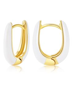 PRICES MAY VARY. 【Unique Design】: 18K gold plated enamel color hoop earrings, stylish and popular, hoop earrings are lightweight and easy to put on and take off; the enamel coating on the earrings is also top notch; the texture is even and smooth 【Hypoallergenic Material】: 18K gold plated colorful enamel earrings, free of any harmful ingredients, nickel-free, lead-free, cadmium-free, hypoallergenic. perfect for sensitive ears 【Perfect Size】: Chunky hoop earrings 15mm wide 17mm long diameter. Pin Huggie Earring, Chunky Hoop Earrings, Small Hoop Earrings, Pink Enamel, Trendy Earrings, Enamel Earrings, Hypoallergenic Earrings, Cartilage Earrings, Hoop Earrings Small