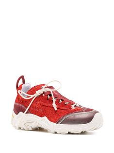 Find OUR LEGACY Gabe Suede Sneakers on Editorialist. red/white suede contrast stitching round toe front lace-up fastening pull-tab at the heel chunky rubber sole Red Sole Lace-up Sneakers For Light Sports, Red Lace-up Skate Shoes With Contrast Sole, Red Lace-up Sneakers With Contrast Sole, Red Lace-up Sneakers With Removable Insole, Burgundy Lace-up Sneakers With Rubber Sole, Our Legacy, Suede Sneakers, Lace Front, Top Brands