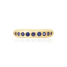 9 Round Skinny Nomad Ring - Blue Sapphire - Claudia Mae Jewelry Collection Letter, Heirlooms Jewelry, Blue Sapphire Rings, Letter Charms, Blue Rings, Blue Sapphire, Sapphire, Yellow Gold, Gemstones