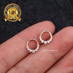 Sold in a single piece Size: Gauge: 16g(1.2mm) Inner Diameter: 6mm Material: 14K Solid Gold (Stamped 14K for Purity Authenticity) 5A Grade Cubic Zirconia Gemstones 14K 6mm Gold CZ Helix Earring/Septum Ring/Tragus Jewelry/Hoop earring/Cartilage Hoop/Nose Hoop/Rook Hoop/Huggie Hoop Earrings/Gift for her/Valentine's Day/Mother's day jewelry gift/Christmas gift/Valentine's Day Gift/Minimalist Jewelry/Minimalist earrings/Dainty Jewelry/light weight earring The simple and small solid gold and CZ gemst Cheap Adjustable Huggie Septum Ring, Cheap Huggie Septum Ring Gift, Tiny Hoop Huggie Earrings For Anniversary, Tiny Round Huggie Earrings For Anniversary, Dainty Huggie Piercings For Anniversary, Hoop Piercings With Prong Setting For Anniversary, Dainty Hoop Jewelry With Prong Setting, Dainty Cubic Zirconia Hoop Piercings, Dainty 14k Gold Hoop Cartilage Earrings