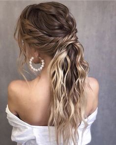 April Hairstyles, Bridemaids Hairstyles, Prom Hairstyles For Long Hair, Homecoming Hair Down, Wedding Hair Inspiration, Hoco Hair Ideas, Wedding Hairstyles For Long Hair, Wedding Hair And Makeup, Homecoming Hairstyles