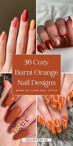 Cozy up this fall with burnt orange nails! These 36 warm and cozy designs are perfect for embracing the autumn vibes in 2023, adding a stylish touch to your fall wardrobe.	fall nail ideas | burnt orange nail designs fall | burnt orange nail designs coffin | burnt orange nail designs summer | burnt orange nail designs almond | burnt orange nail designs short | burnt orange nail art designs | orange nail designs simple | orange nail designs with flowers Orange Nail Designs Almond, Orange Nail Designs Fall, Orange Nail Designs Summer, Nail Art Designs Orange, Nail Designs With Flowers, Orange Nail Art Designs, Burnt Orange Nails, Bright Orange Nails