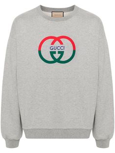 grey cotton jersey texture crew neck drop shoulder long sleeves ribbed cuffs and hem signature Interlocking G logo logo print to the front straight hem We've partnered with Good On You — an independent agency that rates how brands perform in relation to their impact on the planet, people and animals, with a multi-criteria rating simplified to a five points scale. In order to be awarded our conscious label, larger brands need to score a minimum of four out of five ('Good'), while smaller brands must score at least three out of five ('It's A Start'). This item comes from a brand rated three out of five ('It's A Start') by Good on You at the time it was added on FARFETCH. Please note, this is a brand-level rating and does not guarantee that this product is made with conscious materials. Learn Logo Crew Neck Winter Sweatshirt, Gucci Cotton Hoodie With Ribbed Cuffs, Winter Logo Crew Neck Sweatshirt, Gucci Cotton Hoodie For Streetwear, Long Sleeve Cotton Sweatshirt With Logo, Gucci Embroidered Logo Long Sleeve Sweatshirt, Gucci Cotton Sweatshirt With Logo, Casual Gucci Sweatshirt With Embroidered Logo, Gucci Sporty Sweatshirt With Logo Detail