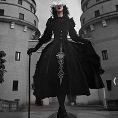 Gothic Bones Corset Waist Leg-Of-Mutton Sleeves Dress