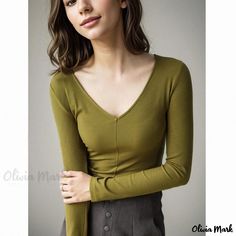 Olivia Mark - Classic Long-sleeve Base Layer Shirt with Mandarin Collar Long Sleeve Chiffon Shirt, Long Sleeve Layering, Layer Shirt, Color Block Shirts, Layered T Shirt, High Neck Long Sleeve, Chiffon Long Sleeve, Basic Long Sleeve, Tank Top Camisole