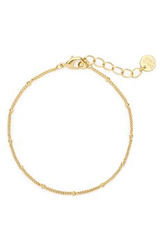 Stationed beads detail a slender chain-link bracelet in gleaming 14-karat-gold plate. Style Name:Brook And York Madeline Chain Bracelet. Style Number: 6247819. Adjustable Gold Chain Link Bracelet With Lobster Clasp, Adjustable Chain Link Gold Bracelet With Lobster Clasp, Everyday Chain Bracelet With Round Beads, Gold Plated Jewelry With Adjustable Chain And Round Beads, Classic Adjustable Bracelet With Delicate Chain, Classic Gold-tone Paperclip Bracelet With Adjustable Chain, Adjustable Gold Bracelet With Satellite Chain, Minimalist Adjustable Chain Bracelet With Round Beads, Minimalist Chain Bracelet With Round Beads And Adjustable Chain