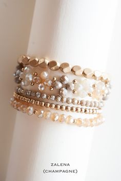 Indulge in the exquisite beauty of the Zalena Beaded Bracelet Sets, a stunning collection of gold and crystal layering bracelets. These bracelets feature intricate crystal beaded floral clusters that radiate elegance and sophistication. The combination of shimmering crystals and delicate gold accents creates a harmonious blend of luxury and femininity. Each bracelet is carefully crafted to showcase the intricate floral designs, making them a true statement piece. Whether worn individually to add Layering Bracelets, Bracelets Crystal, Bracelet Sets, Gold Bracelet Set, Layered Bracelets, Bracelet Stack, Floral Designs, Gold Accents, Bracelet Set