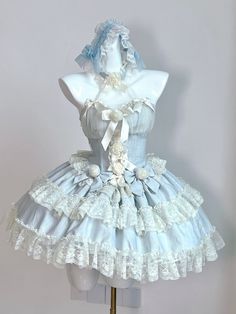 Cute Princess Outfits, Fairy Dresses Aesthetic, Blue Clothes Aesthetic, Princess Corset, Pink And Blue Dress, Dolly Dress, Dress Fairy, Blue Prom Dress, Frilly Dresses