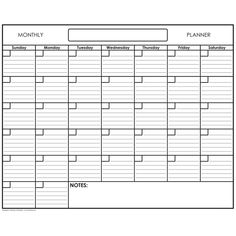 a printable calendar with notes on the front and back pages, for each month