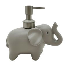 an elephant shaped soap dispenser on a white background