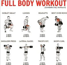 the full body workout poster shows how to use dumbbells