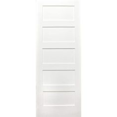 a white door with no glass on the top and bottom paneling, in front of a