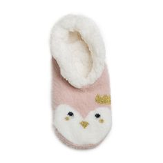 Pink and cream face with gold crown Lounge Slippers. Warm Indoor Slippers With Round Toe, Comfy Warm Indoor Slippers, Comfortable Warm Indoor Slippers, Comfy Indoor Winter Slippers, Non-slip Cozy Slippers With Round Toe, Cozy Non-slip Slippers With Round Toe, Winter Indoor Slippers With Plush Lining, Cozy Non-slip Round Toe Slippers, Cozy Non-slip Winter Slippers