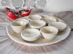 beautiful handmade unique large platter with 8 small bowls perfect for serving your delicacies, the small bowls come in different sizes and each one is different from other bowls. Tapas Platter, Passover Plate, Platter Ceramic, Rosh Hashana, Ceramic Handmade, Ceramic Gifts, Beautiful Gift Wrapping, Centre Pieces, Serving Set