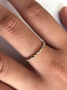 For Ready-to-ship items search here, https://etsy.me/39BDvMS Twisted Rope Two Tone Ring in 14k Solid Gold, Simple Minimalist Ring, Hand Made Ring, Infinity Rope Ring 1.5mm Features- * Made to order * Materials: Solid Gold * Gold Karat: 14K * Gold Color: Yellow Gold/White Gold | Rose Gold/White Gold and Yellow Gold/Rose Gold * Ring Width: 1.5 mm * Ready to Ship in 1-2 Weeks * Layaway Plan Available * SKU: R213 Here is a list of coin widths as a size reference: Dime = 1.25mm Penny = 1.4mm Quarter Modern Twist Stackable 14k Gold Midi Rings, Modern Twist Stackable 14k Gold Rings, Modern Twist Stackable Rings In 14k Gold, Modern Twist 14k Gold Stackable Rings With Round Band, Modern Twist 14k Gold Stackable Rings, Silver 14k Gold Rings With A Modern Twist, Gift Midi Rings With A Modern Twist, Rose Gold Tarnish-resistant Stackable Promise Rings, Stackable Bands With Modern Twist For Promise Ring