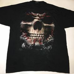 Do You Love Skulls? Be At One With Your Inner Self With This Skull Adult T-Shirt From The Mountain! ~ Classic Style Pre Shrunk Mottle Dye Adult Unisex T-Shirt With A Generous Cut. Each One Is Unique! ~ Made From 100% Heavy Weight Cotton. 100% Irresistible. ~ Features Amazingly Realistic Graphics And Vibrant Colors. ~ Machine Washable And Can Be Ironed Over. Designs Will Not Fade Or Crack. Condition - Brand New! Unused In Perfect Condition. Gothic Short Sleeve T-shirt With Skull Print, Alternative Skull Print T-shirt For Halloween, Grunge Skull Print T-shirt For Halloween, Gothic Skull Print T-shirt For Halloween, Black Gothic Skull Top, Gothic Crew Neck T-shirt With Skull Print, Gothic Skull Print T-shirt For Alternative Fashion, Gothic T-shirt With Skull Print For Alternative Fashion, Face Skeleton