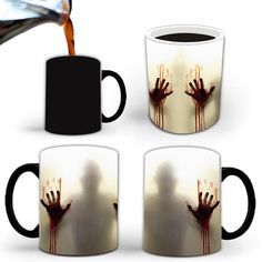 PRICES MAY VARY. 🎁【CREATIVE】Heat sensitive horror coffee mug is a very interesting mug, the change from black to the scary zombie picture is amazing to watch. Look how crazy and realistic that zombie is, funny gift for the the horror movie lovers. 🎁【MATERIAL】Color changing zombie ceramic mug is made of premium heat-sensitive material, ensuring durability and an exquisite design, resistant to high temperature, non-toxic, lead-free, and chromium-free. 🎁【INTERESTING】Make your coffee time more en Horror Coffee, Gifts For Halloween, Halloween Coffee Mug, Horror Gifts, Birthday Mother, Spooky Gifts, Creative Coffee, Coffee Cup Set, Halloween Coffee