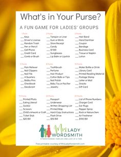 what's in your purse? a fun game for ladies'groups - the lady wordsmith