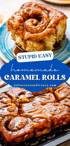 Complete your holiday brunch ideas with this Stupid Easy Homemade Caramel Rolls! Soft and fluffy with an ooey-gooey topping, these homemade rolls are perfect for beginners! Pin this easy holiday baking idea! Bread Machine Caramel Rolls, Easy Caramel Cinnamon Rolls, Easy Caramel Rolls Frozen Bread Dough, Cinnabuns Recipe Easy, Carmel Cinnamon Rolls Easy, Caramel Topping For Cinnamon Rolls, Carmel For Rolls, Carmel Cinnamon Rolls Sticky Buns Recipe, Caramel For Caramel Rolls