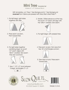 the instructions for how to make an origami tree with pictures and text on it