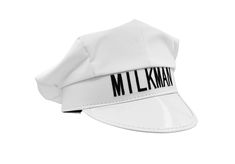 This season bring back the classic look of a Milkman with this Adjustable White Milkman Costume Hat. Featuring a soft white hat with stitched Milk man on the front with a white vinyl brim. This milkman carrier hat is adjustable! Hat size from 54 cm to 62 cm or 21.25 inches to 24. 4 inches. Great for Halloween, Cosplay, Theater and more! White milk man hat stands about 6.5 inches tall, about 11 inches long and 10.5 wide. Brim is about 2.5 long. Perfect for Men, Women, and Teens! Spot clean only. White Halloween Cap, White Adjustable Costume Accessories For Cosplay, Milkman Costume, Milk Man, Hat Fits, Hat Stands, Man Hat, White Hat, Costume Hats