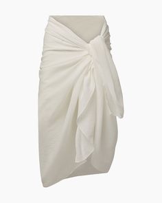 White White Wrap Sarong For Beach, Chic White Sarong For Vacation, White Wrap Sarong For Spring, Spring White Wrap Sarong, Chic White Sarong For Spring, Draped Summer Beach Sarong, Summer Beach Draped Sarong, Elegant Sarong For Poolside, Elegant Wrap Cover-up For Beach