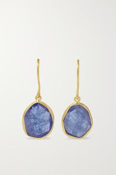 Gold 18-karat gold tanzanite earrings | PIPPA SMALL | NET-A-PORTER Mediterranean Jewelry, Organic Necklace, Gold Hooks, Tanzanite Necklace, Tanzanite Earrings, Luxury Women Fashion, Rose Gold Jewelry, Small Earrings, Vibrant Blue