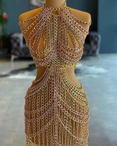 Dona Matoshi, Golden Chain, Handmade Dress, Gala Dresses, Fantasy Dress, Photoshoot Outfits