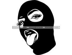 a black and white silhouette of a woman's face with her mouth open, showing the