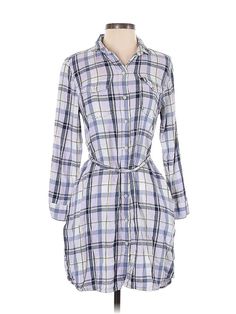 Gap Casual Dress Size: Small Purple Dresses - used. 57% COTTON, 43% RAYON, Shirtdress, Collared, Plaid, Short, Long Sleeve | Gap Casual Dress - Shirtdress: Purple Plaid Dresses - Used - Size Small Gap Short Sleeve Midi Dress For Daywear, Gap Cotton Dress For Work, Casual Long Sleeve Cotton Mini Dress, Spring Plaid Long Sleeve Shirt Dress, Gap Fitted Midi Dress For Work, Plaid Long Sleeve Shirt Dress For Spring, Long Sleeve Plaid Cotton Shirt Dress, Fitted Gap Midi Dress For Work, Gap Mini Dress For Work