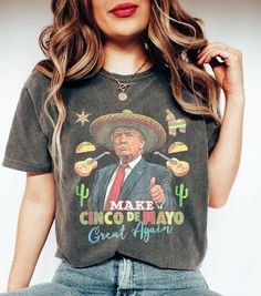 Make Cinco De Mayo Great Again T-shirt, Funny Cinco Shirt, Cinco De Mayo Festival 2024, Festival Taco T-shirt, Mexican Festival Shirt : 100% Cotton (fiber content may vary for different colors) .: Medium fabric (5.3 oz/yd² (180 g/m .: Classic fit .: Runs true to size HOW TO ORDER Pick you favorite design. Review the size & color charts above FIRST and then select shirt size and color from the dropdown menu. Indicate the birthday year in the personalization box. Please note size measurements for Mexican Festival, Taco Tshirt, Festival 2024, Festival Shirt, Festival Shirts, Color Charts, T Shirt Funny, Cotton Fiber, Gender Neutral