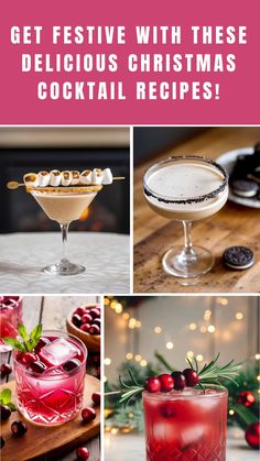 christmas cocktails with text that reads get festive with these delicious christmas cocktail recipes