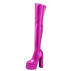 TAAFO Gold Sliver Patent Leather Long Boots Women Shoes Over The Knee Platform Thick Heels For Ladies Thigh High Boots Plum-6 Heels For Ladies, Long Boots Women, Leather Long Boots, Long Leather Boots, Long Boots, Thick Heels, Boots Women, Thigh High Boots, Thigh High