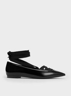 Black Box Pointed-Toe Tie-Around Ballet Flats | CHARLES & KEITH Black Ballet Flats, Cross Patterns, Charles Keith, Black Box, The Vamps, Everyday Wardrobe, Criss Cross, Ballet Flats, Classic Black