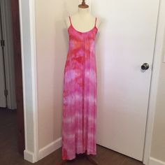 This Is A Brand New Love Tanjane Dress. Soft And Stretchy Material. Intentionally Raw Edges. Slightly Higher In The Front Than The Back. Measures 14.5 Inches Across The Bust And Is About 55 Inches In Length On The Front Side And 59 Inches In Length On The Backside. Made In Southern California And Hand Dyed. Price Is Firm. Thanks For Looking. Pink V-neck Sundress Maxi Dress, Pink Backless Maxi Dress For Spring, Summer Daywear Fitted Maxi Dress, Flowy Pink Sleeveless Maxi Dress, Pink Sundress Maxi Dress For Beach, Flowy Sleeveless Pink Sundress, Fitted Summer Maxi Dress For Daywear, Pink Sleeveless Summer Maxi Dress, Pink Flowy Maxi Dress For Summer