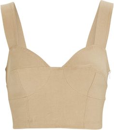 Alessandra Bustier Crop Top Chic Cropped Cotton Corset, Beige Sleeveless Linen Crop Top, Sleeveless Beige Linen Crop Top, Beige Fitted Cotton Crop Top, Fitted Beige Cotton Crop Top, Beige Linen Crop Top, Fitted Linen Crop Top, Fitted Cropped Khaki Top, Fitted Beige Cropped Top