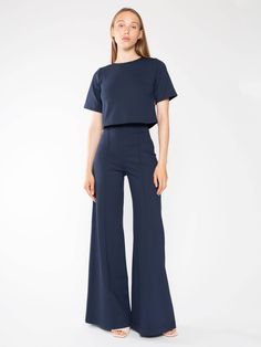 Navy Ponte Knit Wide Leg Pant Ripley Rader, Perfect Pant, Navy Fabric, Wide Leg Pant, Designer Shorts, Knit Tees, Knit Shorts, Straight Leg Pants, Wide Leg Pants