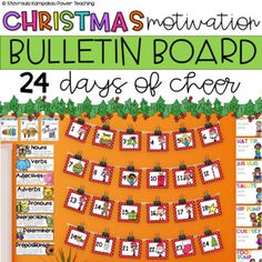 bulletin board for christmas with the words bulletin board days of cheer