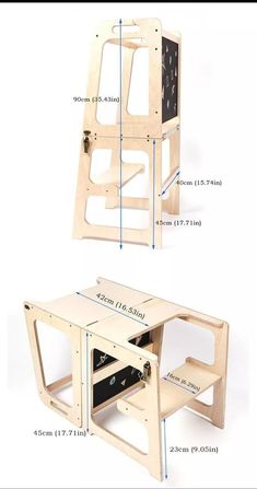 an image of a table with measurements for the top and bottom parts on it's sides