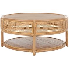 an oval coffee table with wicker detailing