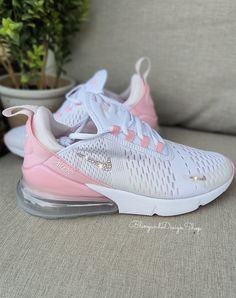 #ad Premium Quality Women's Bling Nike Air Max 270 Pink White Sneakers made with Swarovski Crystals, Fashion women's Shoes Nike Air Presto Black, Nike Air Max 270 White, Bling Nike Shoes, Nike Air Max Pink, Teal Sneakers, Toddler Nike Shoes, Nike Shoes Women Fashion, Preppy Shoes, Cute Nike Shoes